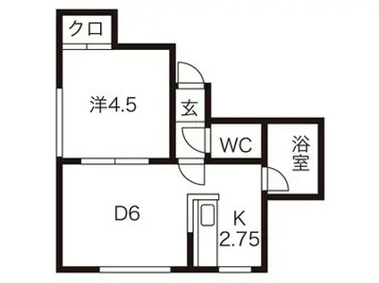 エルコート菊水(1DK/1階)の間取り写真
