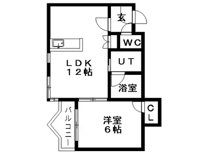太閤ビル(1LDK/2階)の間取り写真