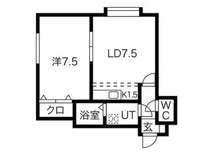 シェーンブルンロイヤル中島公園(1DK/1階)の間取り写真