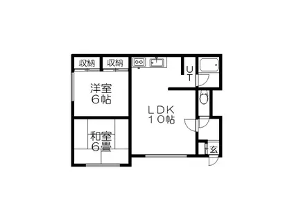 シティハイム川沿(2LDK/2階)の間取り写真