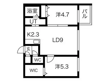 ハルトラーテ中の島(2LDK/2階)の間取り写真