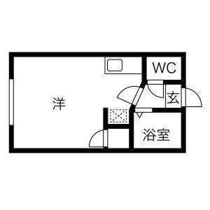 ボナール・ドエル(ワンルーム/1階)の間取り写真