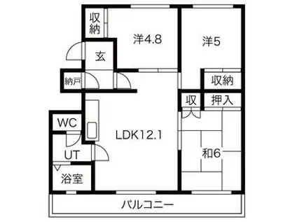 テレパレス藻岩下34条(3LDK/4階)の間取り写真