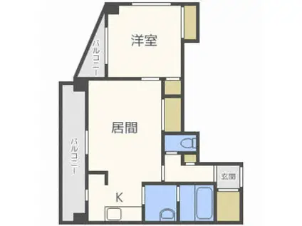 三和マンション(1LDK/11階)の間取り写真