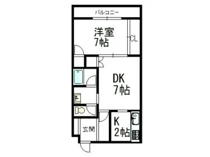 フリューゲル石山(1LDK/2階)の間取り写真