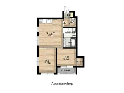 MARVIN(2DK/4階)の間取り写真