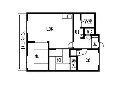 シティ菊水ビル(2LDK/4階)の間取り写真
