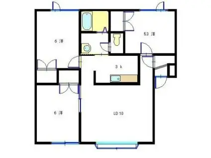 ユニゾン月寒東F(3LDK/1階)の間取り写真