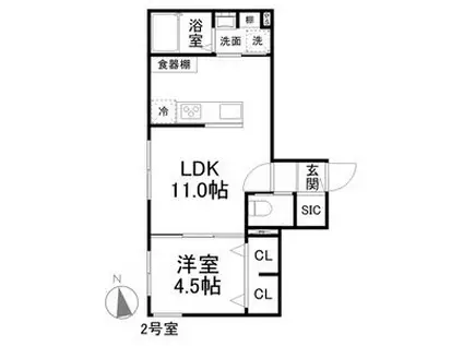 レクシア(1LDK/4階)の間取り写真