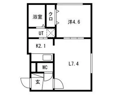 ルリ美園(1LDK/3階)の間取り写真