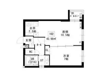 ノヴァ白石ーⅡ(1LDK/1階)の間取り写真
