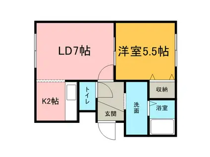 イーグルサウス17B(1DK/2階)の間取り写真