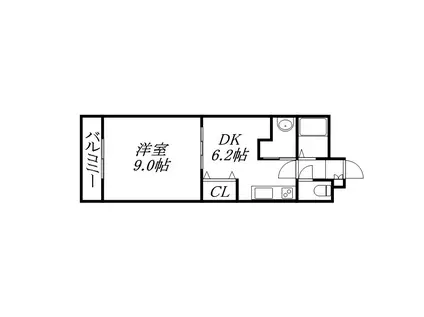 FLAT-A(1DK/6階)の間取り写真