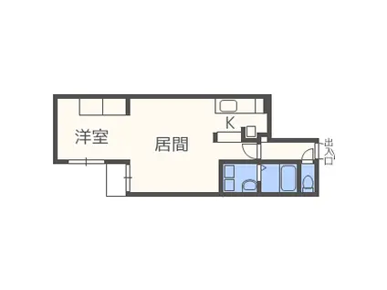 札幌市東西線 菊水駅 徒歩5分 5階建 築13年(1LDK/1階)の間取り写真