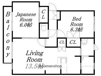 パークハイツE(2LDK/4階)の間取り写真