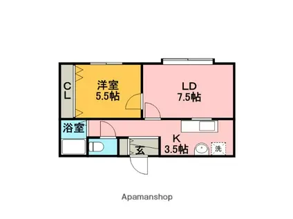 澄川第3銀座パレス(1LDK/3階)の間取り写真