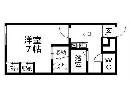 レオパレススカイヒル藻岩(1K/1階)の間取り写真