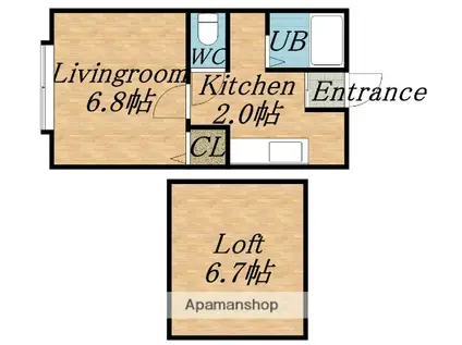フラット麻生(1K/2階)の間取り写真