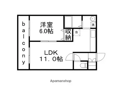 栄通銀座パレス(1LDK/4階)の間取り写真