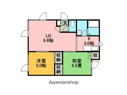 グランフルーブ曙(2LDK/1階)の間取り写真