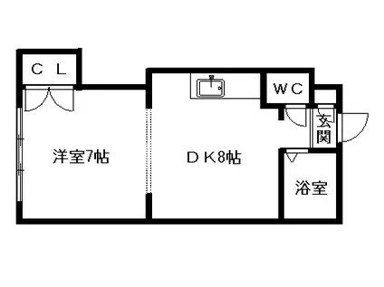 プレサント南10西11(1DK/2階)の間取り写真