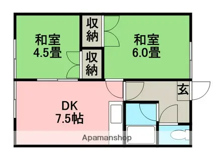 北日本ハイツB棟(2DK/3階)の間取り写真