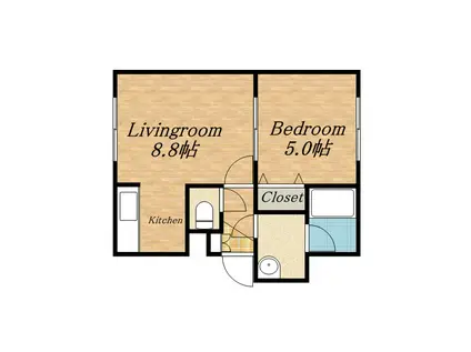 フェリシティ(1LDK/2階)の間取り写真