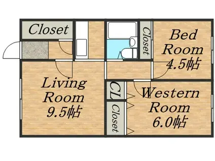 ホワイトハイツ21(2DK/1階)の間取り写真