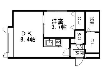 エル・ジェム月寒東(1LDK/1階)の間取り写真