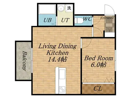 エアリータウンC(1LDK/1階)の間取り写真