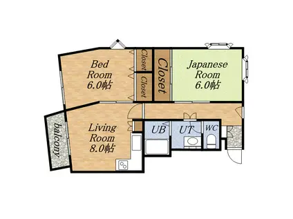 センチュリー宮北ビル(2DK/4階)の間取り写真