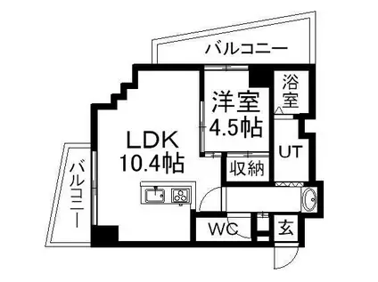 プレサント平和通Ⅱ(1LDK/10階)の間取り写真