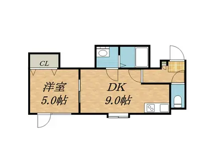 ミライコートⅡ(1LDK/2階)の間取り写真