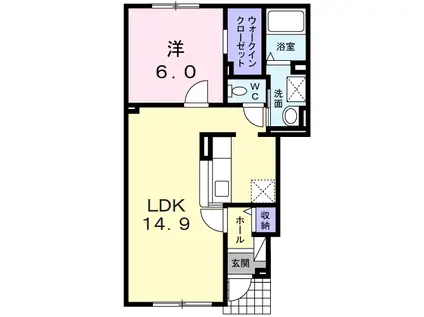 カーサ・ソレイユ(1LDK/1階)の間取り写真