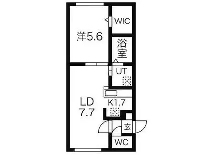 モンヴェール学園前(1LDK/2階)の間取り写真