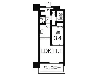 イリオス中島公園(1LDK/3階)の間取り写真