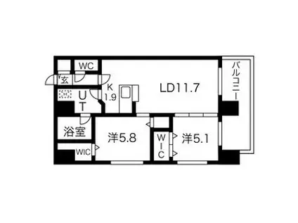 MODENA円山(2LDK/10階)の間取り写真