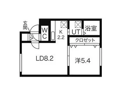 キューブ中の島2・3N(1LDK/1階)の間取り写真