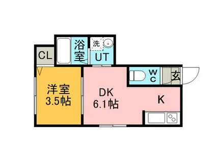 ブロードハイツⅠ(1DK/3階)の間取り写真