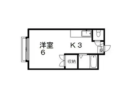ライフ23(1K/2階)の間取り写真
