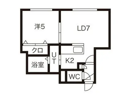 ドリームハウス月寒(1LDK/4階)の間取り写真