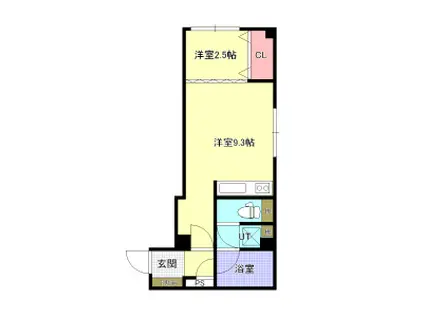 インターナショナルビル(1DK/4階)の間取り写真