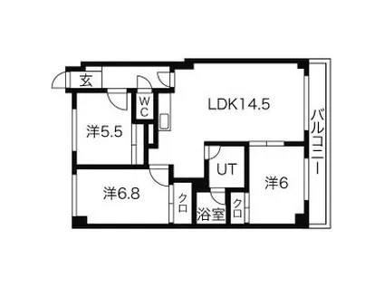 日之出ハイツ(3LDK/3階)の間取り写真