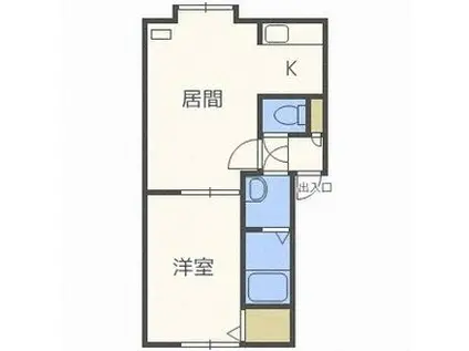 サンフラワー(1DK/3階)の間取り写真