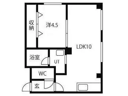 もえぎ第2マンション(1LDK/3階)の間取り写真