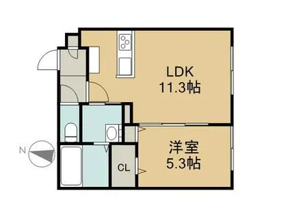 クレマティス円山(1LDK/2階)の間取り写真