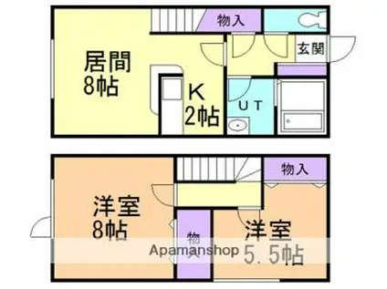 西岡高台テラスハウス(2SLDK)の間取り写真
