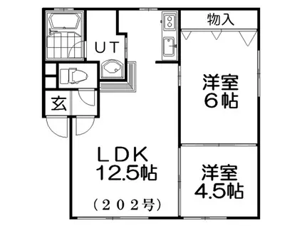 FELICE東(2LDK/2階)の間取り写真