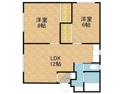 シティーハイム北ノ沢(2LDK/2階)の間取り写真