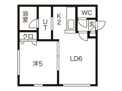 ヴィヴィ(1DK/2階)の間取り写真